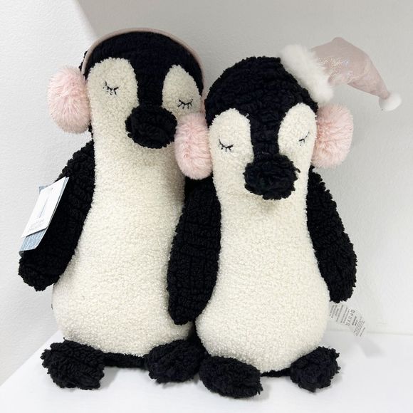Winter Dreams Other - Winter Dreams Penguin Pair with Pink Earmuffs Hat Plush Decoration